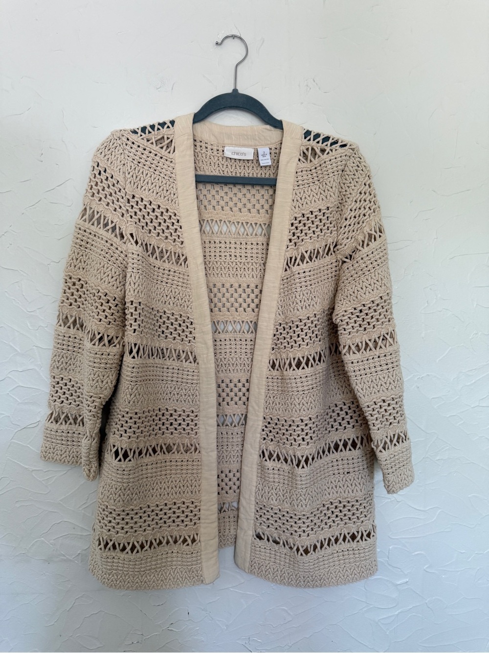 Chico’s 100% Cotton Open Cardigan Sweater size 2